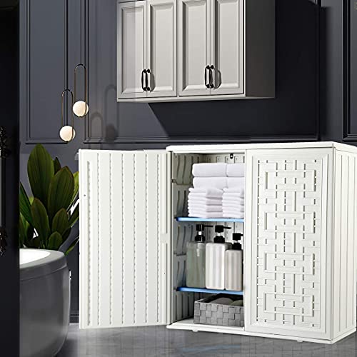 Kinying Resin Storage Cabinet With Doors And Shelves, 60 Gallon Indoor & Outdoor Deck Box Waterproof For Patio Furniture Cushions, Garden Tools, Pool Tools And Kids’ Toys (Off-White With 2 Shelves) #TOP6