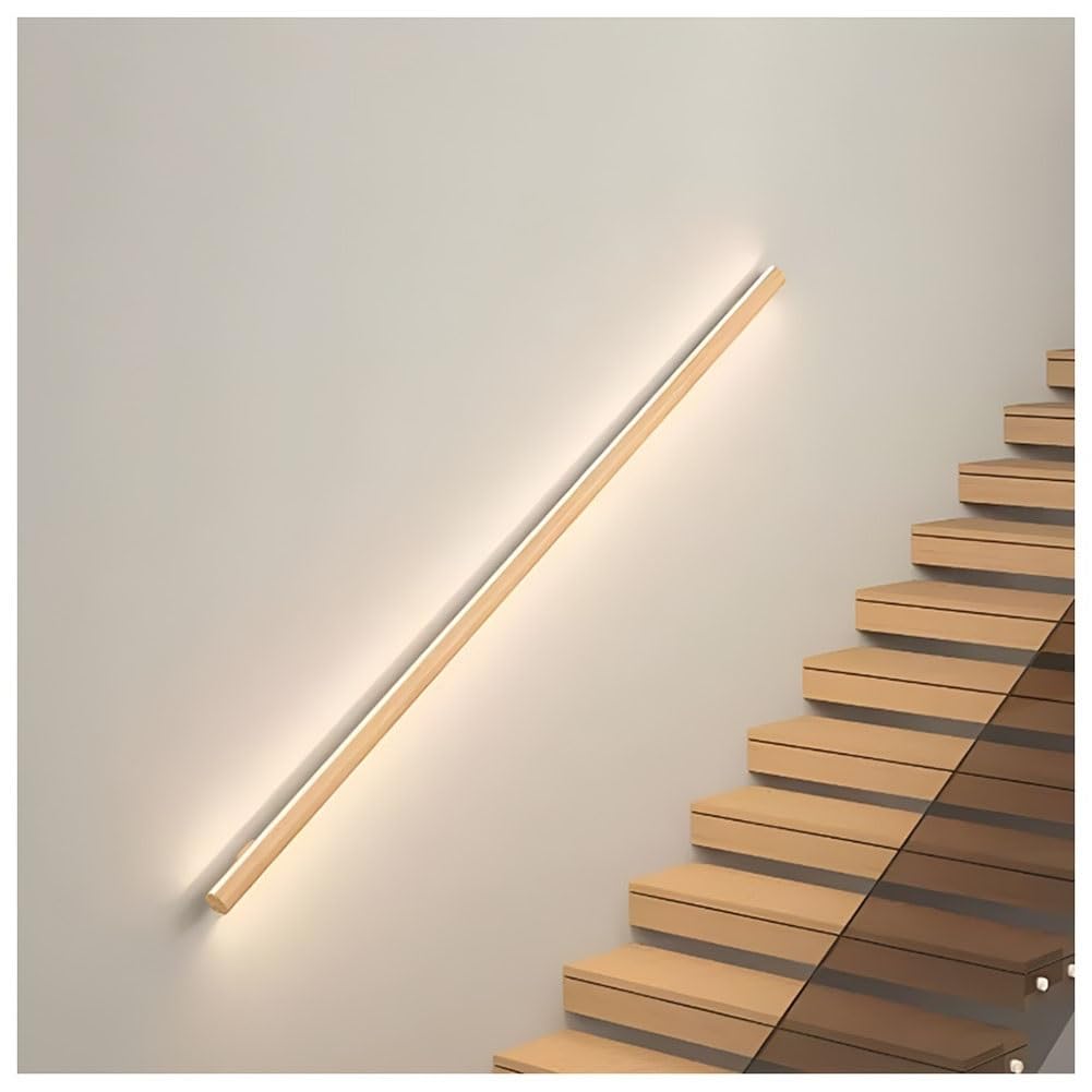 SXWNBIFH Stair handrail lights Stair Railing LED Aluminum Handrail for Indoor Stairs, illuminated Round Hand Railings for Wall Staircase, corridor wall lamp(Color:Natural,Size:47.3"/2m)