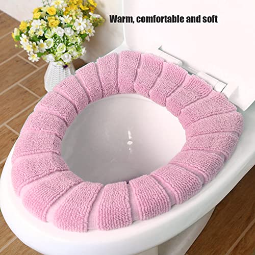 Toilettenauflage, verdicktes, waschbares Toilettensitzkissen, warm, bequem für Zuhause, Badezimmer, Büro(Rosa) – Bild 3