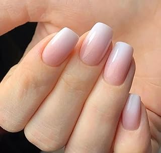 HAPPY FINGERS Fake Nails – 12-Piece Pack of Handmade Medium Square Shape Artificial Nails for Girls | Pre-Designed Reusable Press-On Nail Tips | Decorative Colored Nails(Baby Pink Ombre)-picture-27