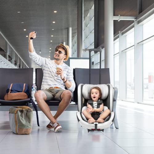 Image of Car Seat Carrier for Airport with Wheels and Compact Fold, Car Seat Trolly, Car Seat Trolley for Airport, Foldable Car Seat Travel Cart with Belt
