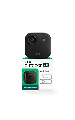 Blink Outdoor 2K+ (newest model) — Wireless smart security camera, 2K video resolution, enhanced audio, two-year battery. Sync Module Core included — 5 camera system (Black)