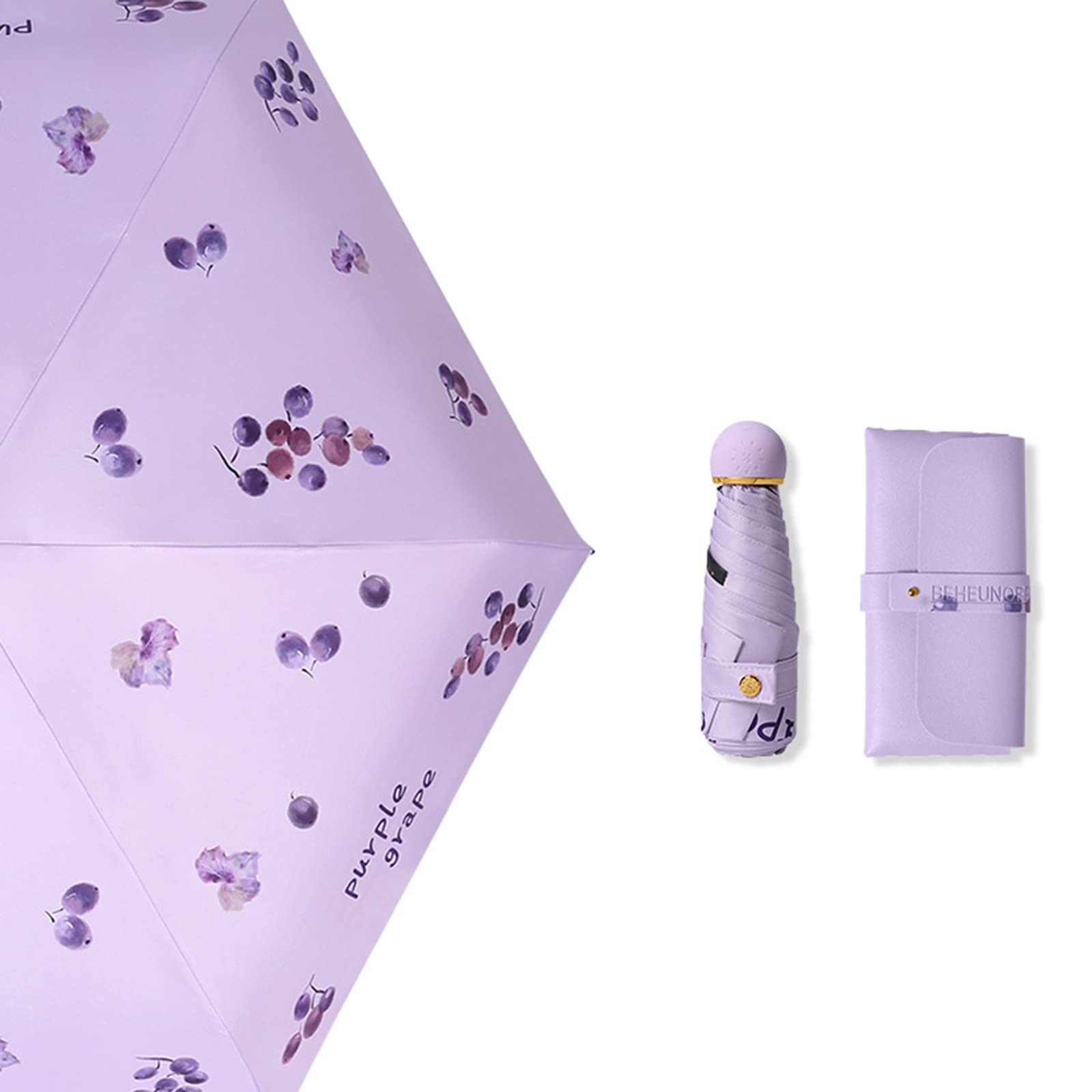 Paraguas para Bolso, diseño de Frutas, Paraguas Plegable de Viaje, Paraguas Ligero y Compacto con 99% de protección UV para Hombres y Mujeres