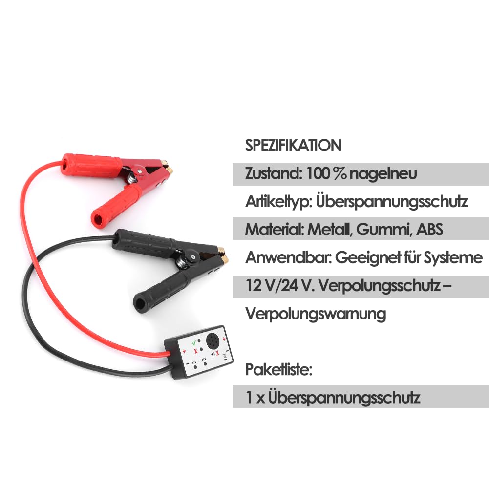 Keenso - Protector de sobretensiones para Coche Rectangular de Metal, 12 V/24 V, 150 mm, Protege el Equipo electrónico Durante la Soldadura o el Arranque