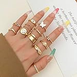 KISS-WIFE-24Pcs-Gold-Knuckle-Rings-Set-for-Women-Girls-Vintage-Stackable-Boho-Midi-Finger-Rings-Alloy-Resin-Rhinestone-Pearl-Y2K-Rings-Butterfly-Snake-Cute-Ring-Pack-Trendy-Jewelry-Gift-for-Her