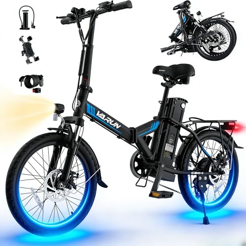 VARUN Electric Bike - Peak 750W Folding Ebike for Adults Up to 40 Miles 20MPH, 48V Removable Lithium-Battery, Stylish 20' Foldable Electric Bicycle Commuter for Adults