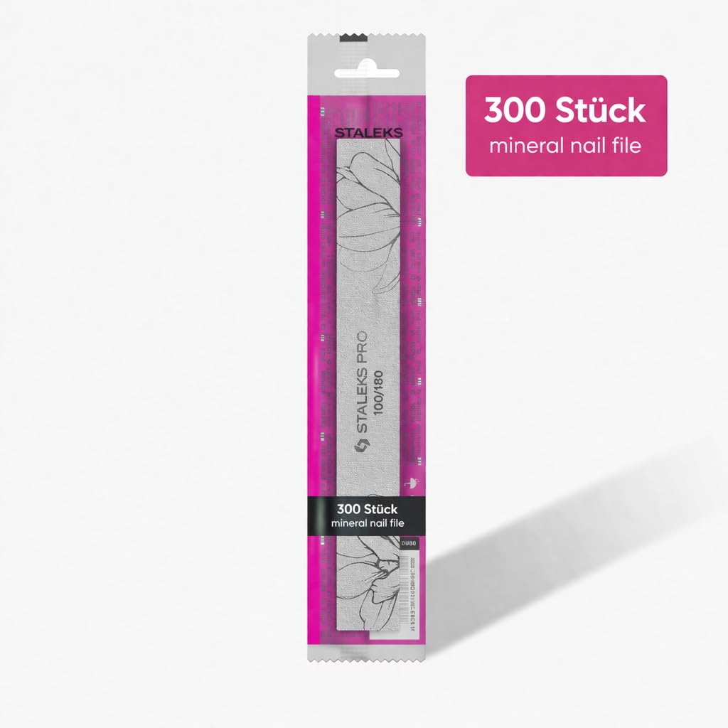 STALEKS PRO Nagelfeile EXPERT 20 Gerade 100/180 & 180/240 Grit – Profi Feile für künstliche & natürliche Nägel, Maniküre & Pediküre, Einweg, einzeln verpackt (300, stück, Körnung 100/180)