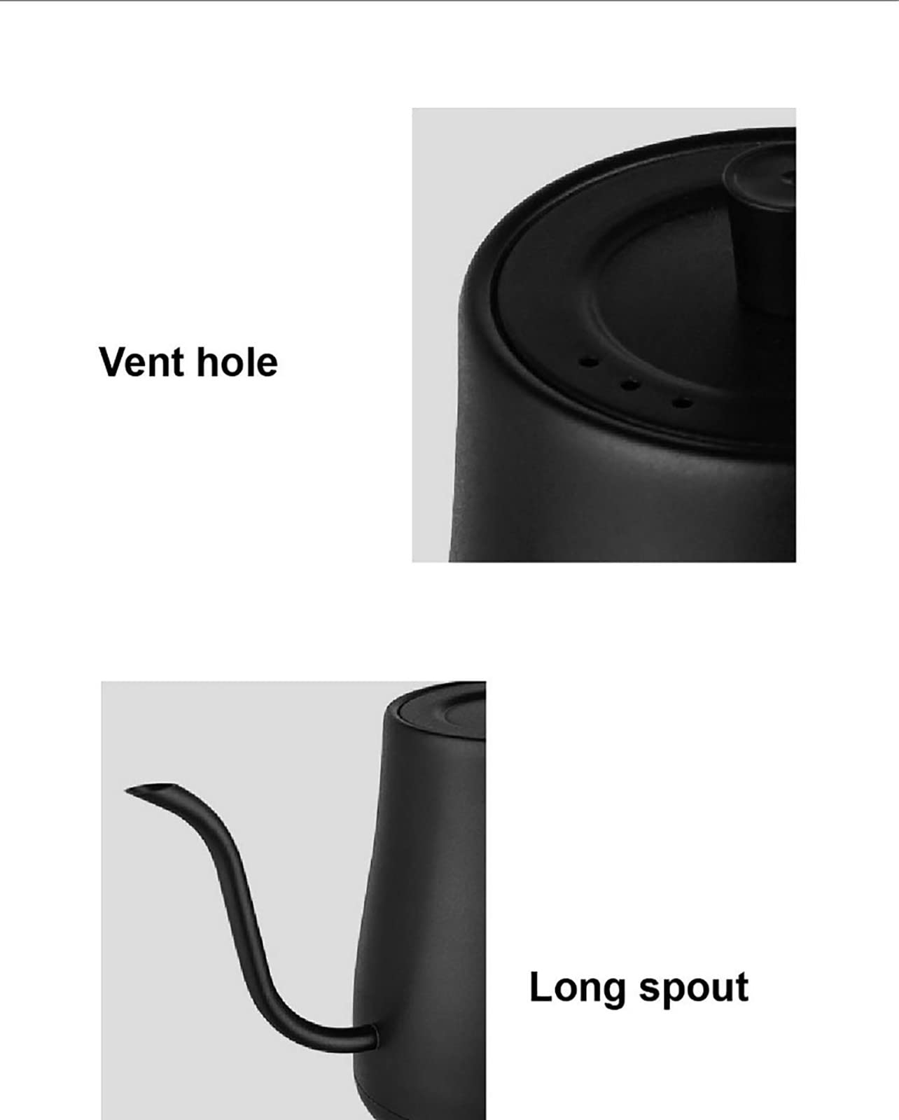 Hervidor de café eléctrico 110V 220V Hervidor de agua caliente 1L Hervidor de agua con control de temperatura Hervidor de acero inoxidable con cuello de cisne A,A