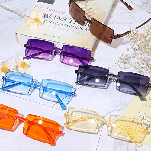 EBOOT 48 Pack Rimless Rectangle Sunglasses Bulk Wedding Party Tinted Square Glasses Shade Vintage Eyewear3