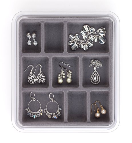 Neatnix STAX Jewelry Organizer Tray, 9 Compartments, Pearl Grey
