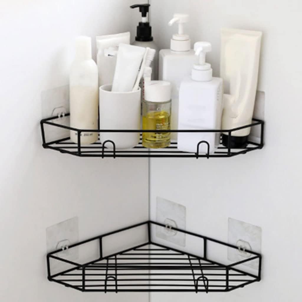 JSEIAJB Punch-Free Corner Shower Shelf Bathroom Shampoo Shower Shelf Holder Kitchen Storage Organizer Wall Holder(OneColor)