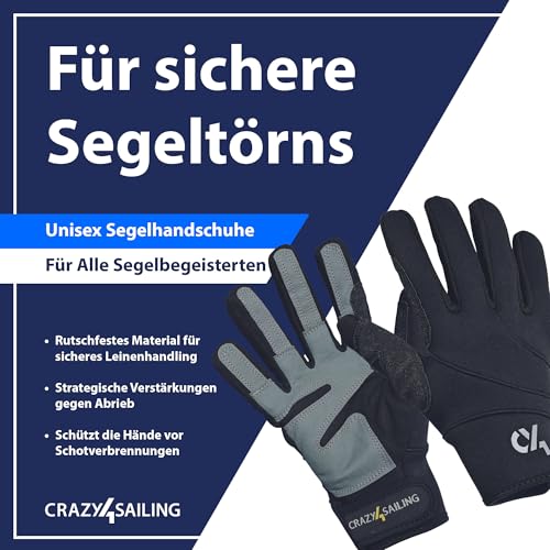 crazy4sailing Segelhandschuhe Herren & Damen Neopren S – Warme Vollfinger für Winter, Segeln, Kajak & SUP – Thermo Handschuh flexibel & rutschfest – Ideal für kalte Tage