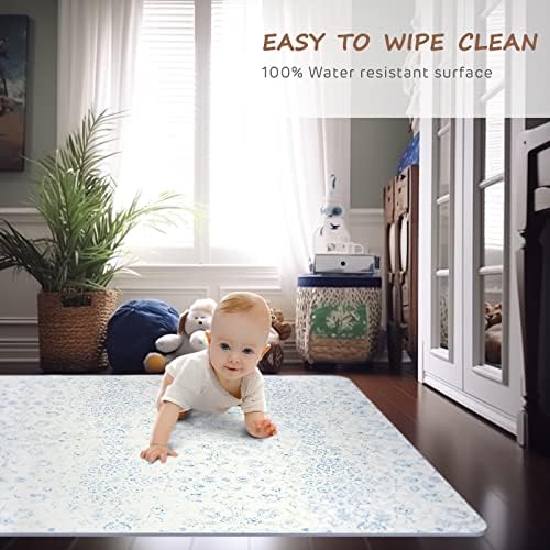 Extra Large Baby Play Mat - 4FT x 6FT Non-Toxic Foam Puzzle Floor Mat for Kids & Toddlers (Persia Handmade Pattern, Blue and White) 6 51gvApWqHGL. AC
