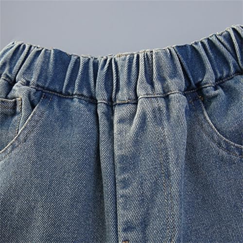 Jeans for Girls Baggy Wide Leg Flower Embroidered Elastic Waisted Denim Pants Y2K Skater Streetwear 3-14 Years3