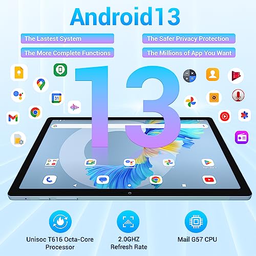 OUKITEL OKT3 Tablet Android 13, 10.5 Zoll, 15GB RAM + 256GB ROM Gaming Tablet PC mit Touchstift, 8250mAh Akku, 1920*1200 FHD+ Tablets, 16MP, Widevine L1/Octa-Core/Dual SIM 4G LTE/5G WIFI/BT5.0/GPS/OTG – Bild 4