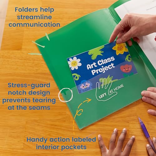 Image of ECR4Kids 2-Pocket Parent-Teacher Classroom Communication Folder, School Supplies, Assorted, 36-Piece
