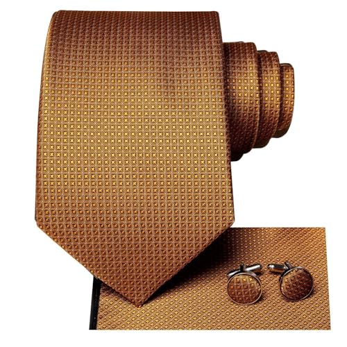 Image of Dubulle Mens Paisley Floral Silk Tie for Men Striped Necktie and Pocket Square Cufflinks Set Wedding Business