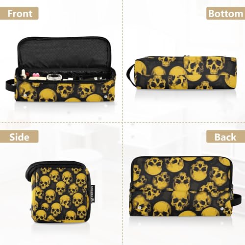 Bolsa de viaje para herramientas de cabello para mujeres con tapete resistente al calor impermeable y organizador de viaje para planchas y rizadores con diseño de calaveras miniatura 5