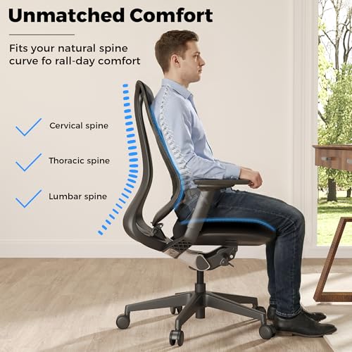 Image of EUREKA ERGONOMIC Lira Office Chair, Ergonomic Desk Chair with 3D Armrests, Adjustable Seat Depth, Mesh Computer Chair with Lumbar Support for Home Office(Black)