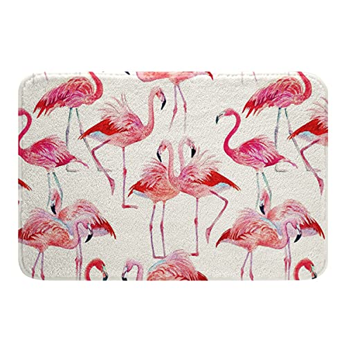 Loussiesd Flamingo Badvorleger Tropisch Flamingos Badezimmerteppich Schick Rosa Tier für Wanne...