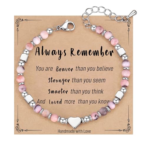 Image of Tiny Bead Bracelets for Women, Unique Birthday Gifts for Women Teens | Inspirational Heart Beaded Bracelet for Daughter, Friends, Bestie, Granddaughter Jewelry Trendy Stuff