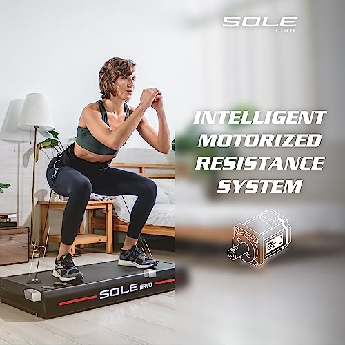 Image of SOLE SRVO Weight Trainer, Resistance Bands and Pushup Stand, Strength Exercise Equipment for Daily at Home Gym Training - Includes 2 Wheels, Motorized Resistance System, Handles, Ropes, a Bar and Mat
