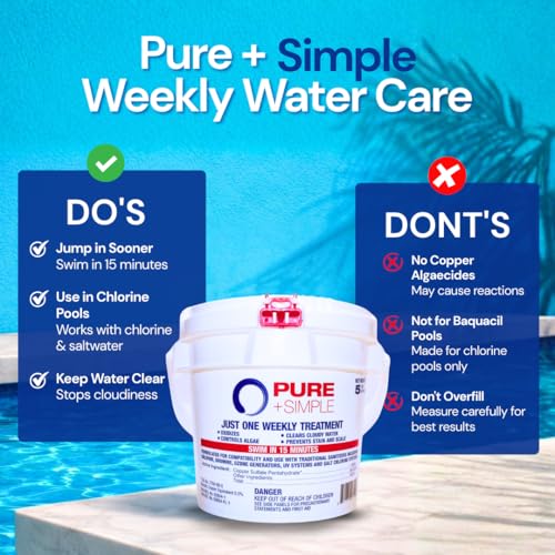 Image of Pure + Simple All-in-One Pool Shock & Clarifier - Algaecide for Swimming Pools - Fast-Acting Once Weekly Treatment for In-Ground & Above-Ground Pools - Swim in 15 Minutes (5 lbs)