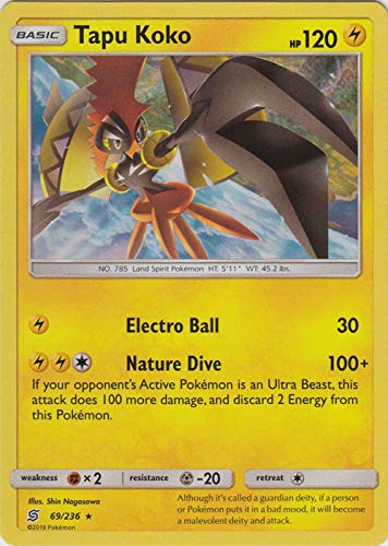 Amazon.com: Tapu Koko - 69/236 - Holo Rare - Unified Minds : Toys