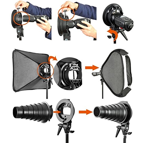 Godox 32"x 32" 80cmx80cm Foldable Universal Softbox with S Style Speedlite Bracket for Flash Bowens Elinchrom Mount Accessories Direction Adjustable