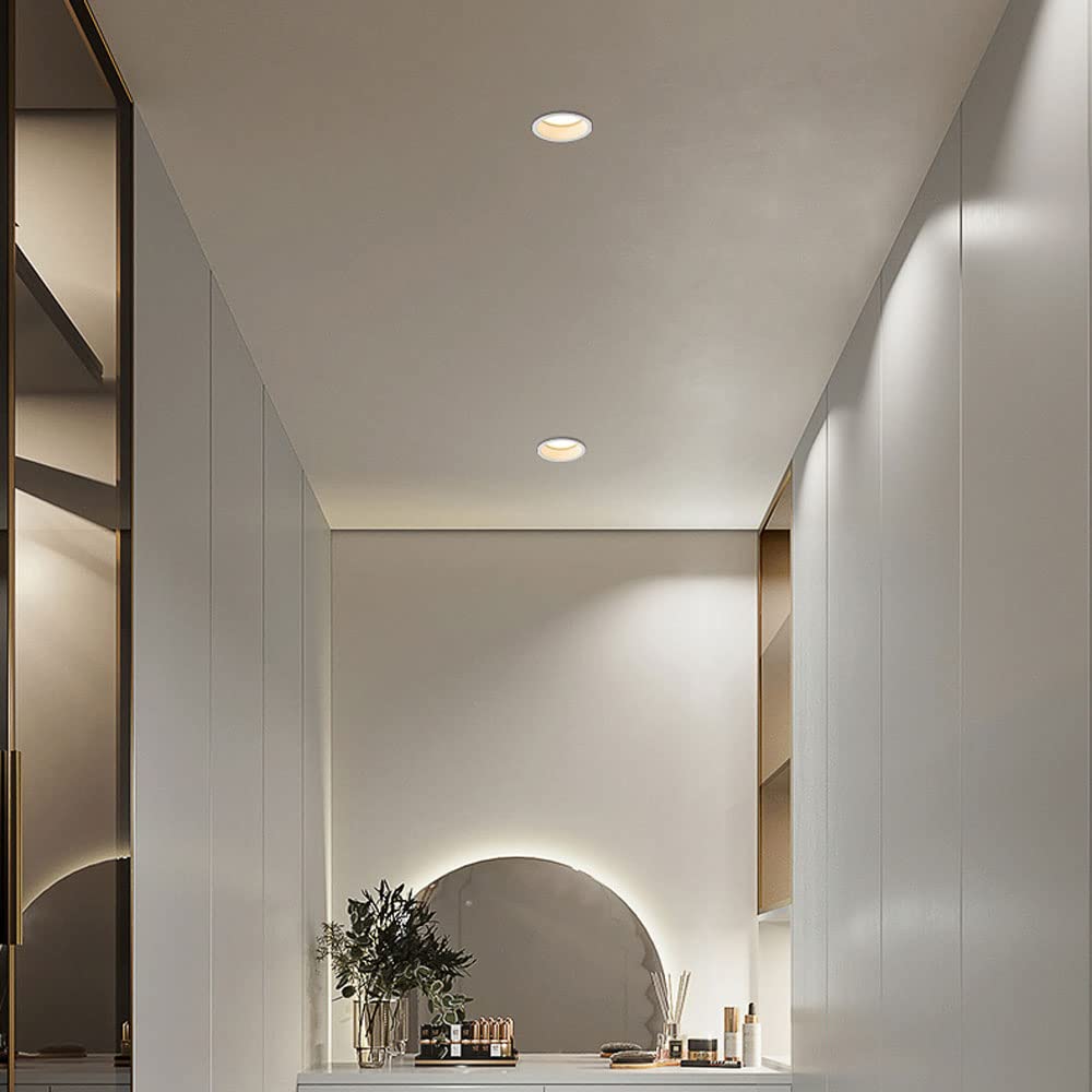 Lot De 4 Spots Encastrés À LED Anti-éblouissants, Garniture De Déflecteur LED Peut Éclairer La Lumière du Jour Rétrofit Downlight Rond 3000K/3500K/4000K/6000K Sélectionnable