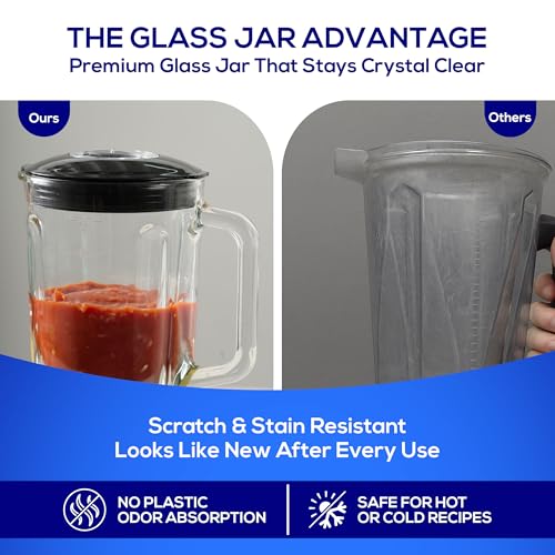 Universal 550W Mass Vital Blender - Glass Jar 57 Oz/1.8 Quart/1.7 Liter - 7-cup, 2 Speed + Pulse Function and 4 Stainless Steel Blade with Chrome Steel Technology - Image 4