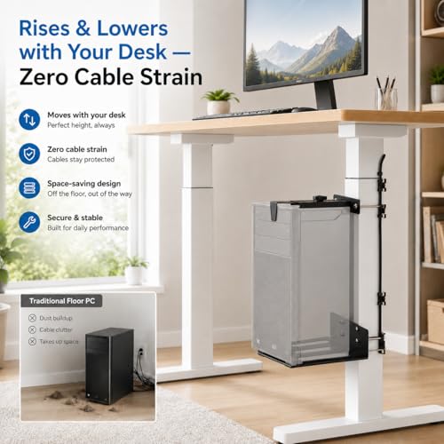 Support PC sous bureau en acier robuste avec fixation renforcée - 5