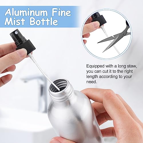 4-Pack 8oz Aluminum Fine Mist Spray Bottles,Empty Metal Atomizer Bottles with Press Pump&Lids,Perfume Spray Bottles Cosmetic Storage Container Travel Bottles3