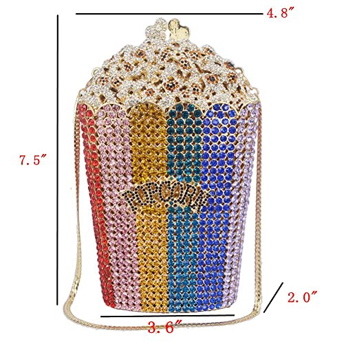 Image of DJBM Luxury Women Popcorn Rhinestone Evening Bag Funny Crystal Handbag Novelty Diamond Clutch Purse for Evening Party Prom