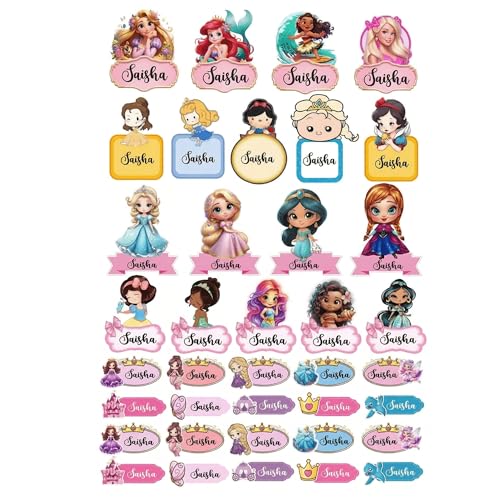 Image of UV DTF Sticker Set - Animals Theme Sticker Labels - Pack of 31 Premium Glossy Waterproof Stickers | Raised Embossed Finish | for Phone, Laptop, Bottle, Lunch Box (Princess Theme Sticker)