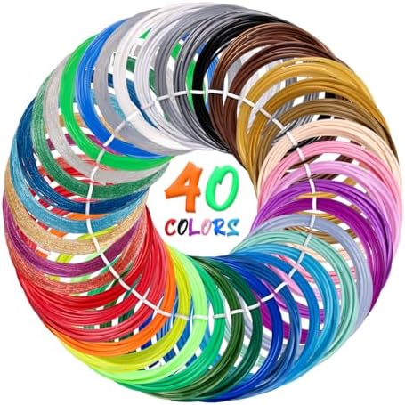 Kretrum 40 Colors PLA 3D Pen Filament Refills Compatible with SCRIB3D MYNT3D Keiare 3D Pen Most 1.75mm PLA 3D Prining Pens NOT FIT 3Doodler Start+ Pen