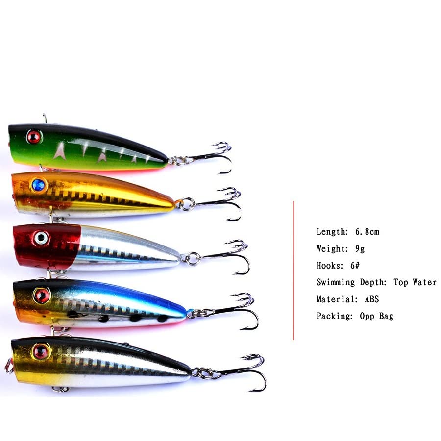46 pièces appâts artificiels/Faux for Ensemble de leurres de pêche méné/Popper/VIB/leurres durs appâts Wobblers for brochet/pêche à la traîne mer