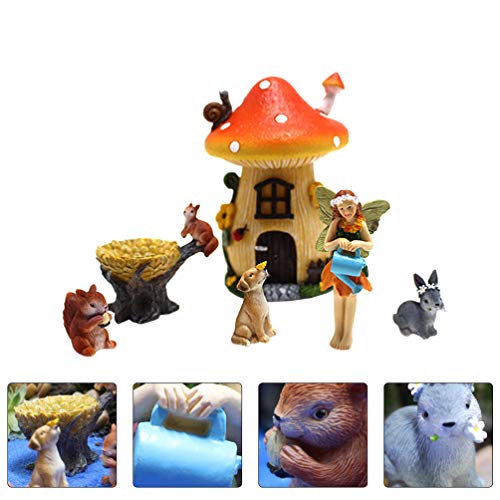 HEMOTON 6 peças mini cogumelos em miniatura de resina jardim de fadas ornamento colorido para decora