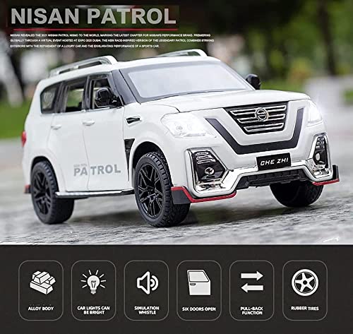 Image of DEOXY 1:24 Scale Nissan Patrol Die-Cast Metal Pullback Car Toy With 6 Openable Doors, Lights, And Sounds For Kids Boys And Girls Children, Black