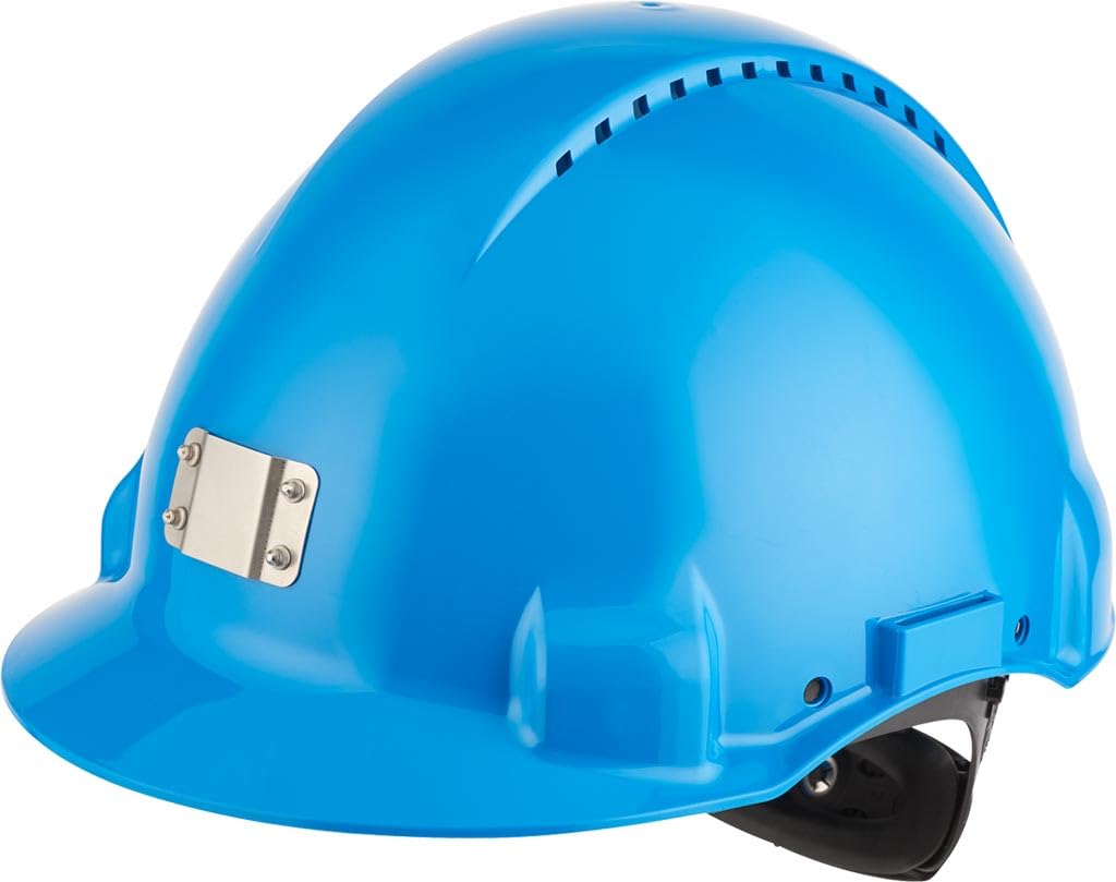 3M G3000HSB - Casco g3000 azul, con sujeta-lámpara, arnés de ruleta y banda sudor plástico (pack de 1)