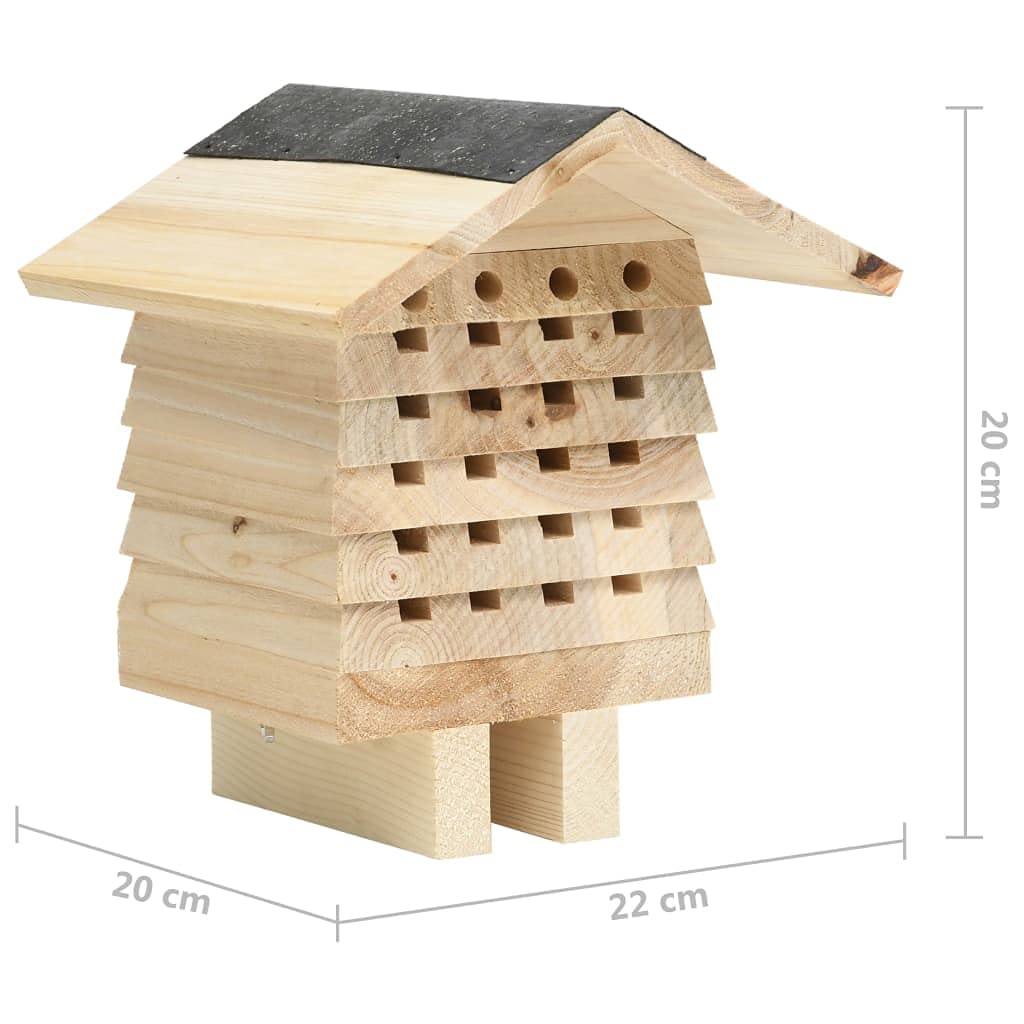 Hotel dla owadów 22 x 20 x 20 cm duży – z drewna jodłowego i naturalnych materiałów – domek dla owadów budka lęgowa ​hotel dla pszczół domek dla dzikich pszczół