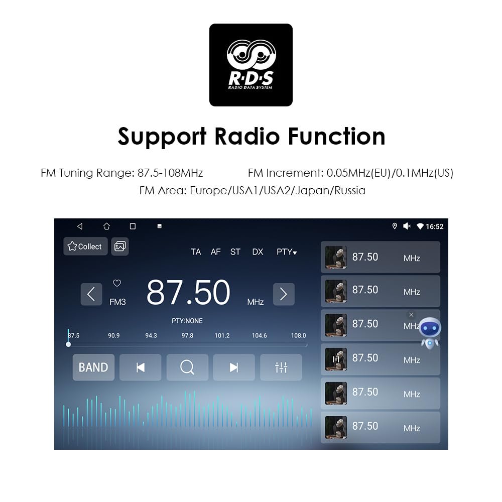 Android 14 Autoradio 9 pollici Touchscreen 4 core per Fiat Panda 2013-2024 WiFi Wireless Android Auto & Wireless Carplay Bluetooth WiFi 4G GPS RDS AM/FM