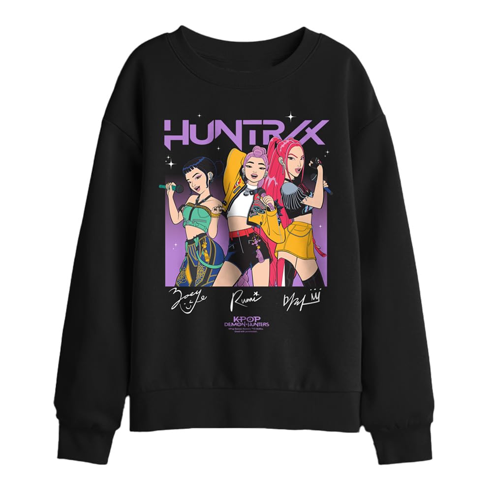 Kpop Demon Hunters Singing Signatures Kids Sweatshirt, Black, 7-8Y