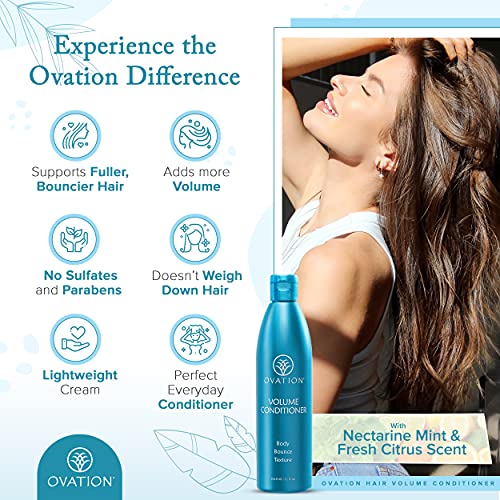 Ovation Hair Volume Conditioner - Light Conditioner For Fine Hair - 12 Oz - Lightweight Rinse For Voluminous, Bouncy Hair - With Olive Oil, Vitamin B5, Antioxidants - No Parabens And Sulfates #TOP3