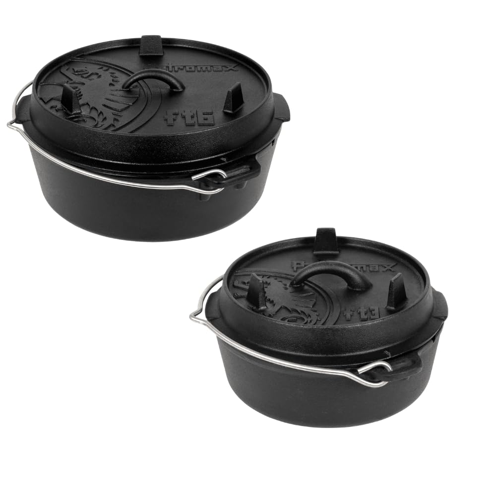 Petromax Dutch Oven Set FT3-T & FT6-T – Zweiteiliges Gusseisen-Set zum Braten, Backen & Schmoren – Vorgebrannt, feuerfest & vielseitig für Outdoor & Küche