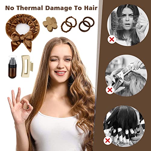 Siwtok Heatless Hair Curler,Heatless Curling Rod Headband,No Heat Curling Headband,Hair Curlers to Sleep In,Heatless Curls Headband,Hair rollers for Long Hair and Medium Hair (Coffee) - Image 3