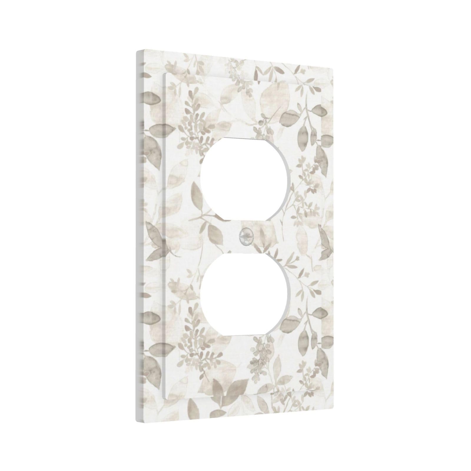 Yellow Gold/Cream Eucalyptus Leaf 1 Gang Receptacle Wall Plate Colored Breezy Orange Tan/Beige Leaves Decorative Duplex Outlet Covers Electrical Dual