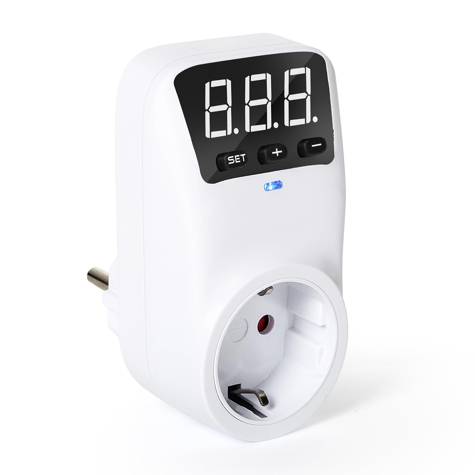 Jadeshay Adaptador de Enchufe con Protección contra Sobretensiones 16A AC230V Enchufe de Protección Antirayos Estabilizador de Voltaje para Protección de Electrodomésticos,con Pantalla LED