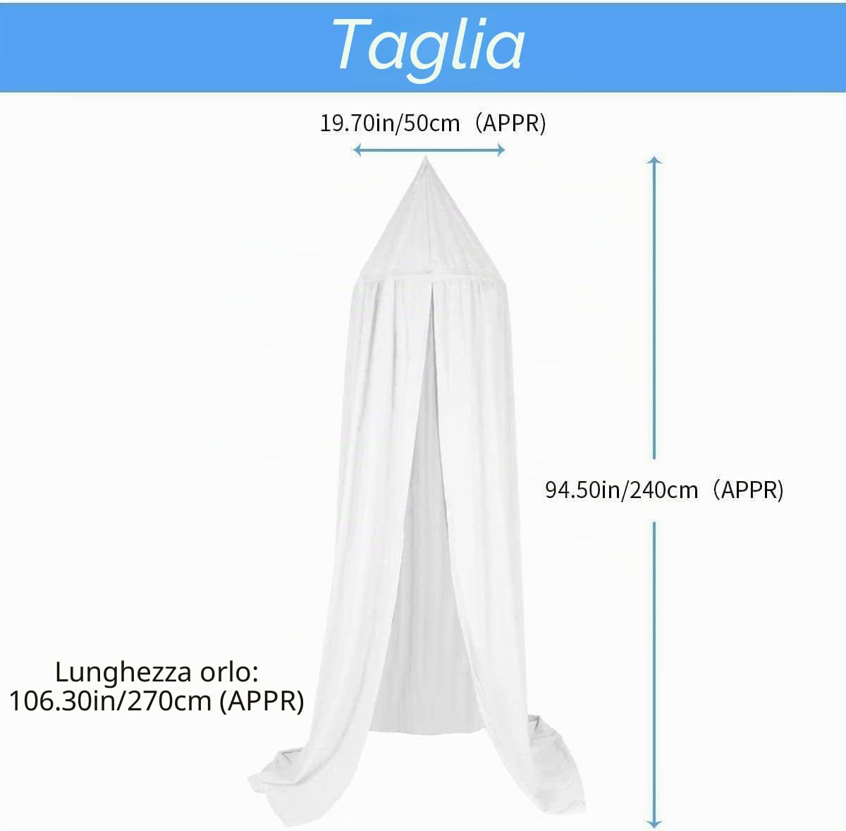 Baldacchino per bambini, in chiffon, tenda da gioco, in chiffon, altezza 240 cm, lunghezza orlo 260 cm, verde