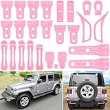 26PCS Full Set Exterior Decoration Trim Kit for Jeep Wrangler JL JLU 2018-2023 Door Hinge Handle Engine Hood Hinge Hood Latch Wheel Eyebrow Side Air Outlet Rear Tailgate Window Hinge Cover (Pink)